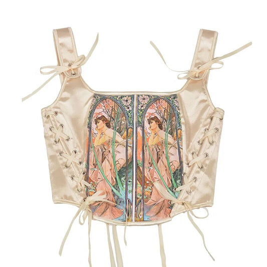 Vintage Art nouveau Corset Tank Tops